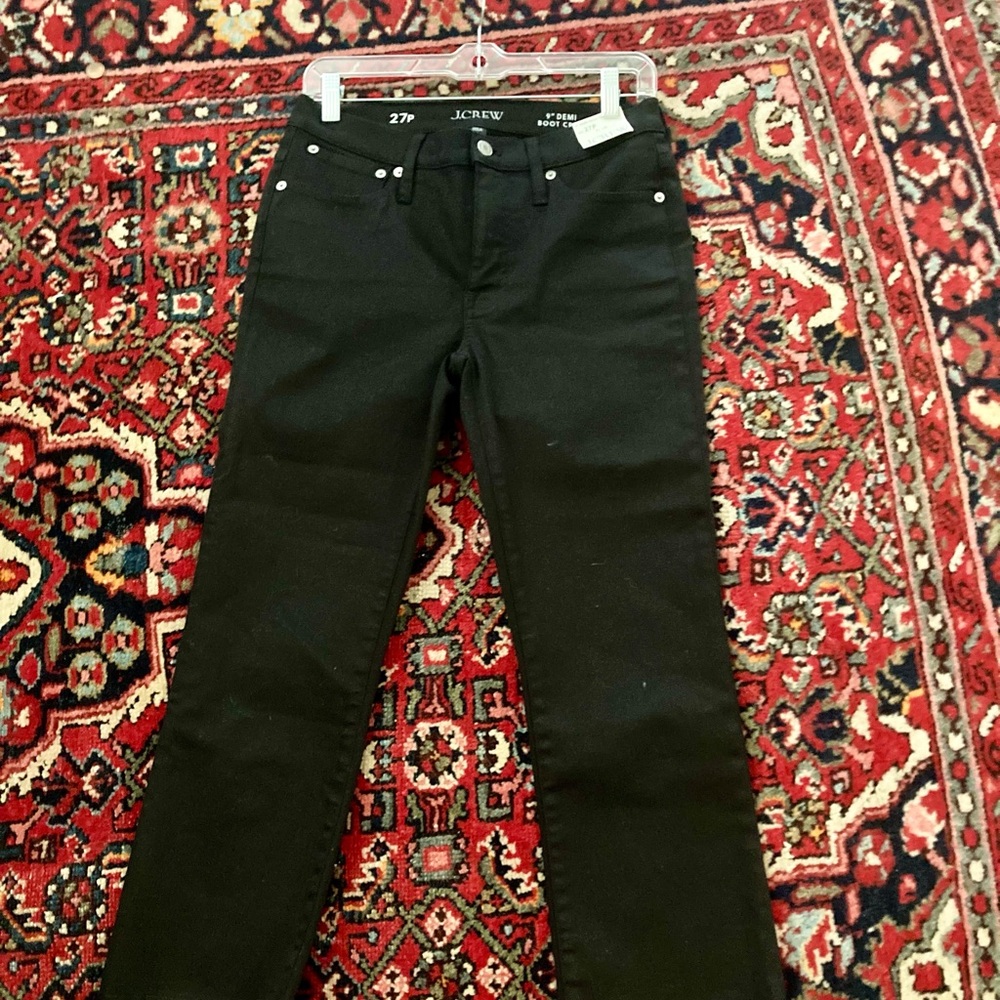 NWT J. Crew Petite 9" Demi Boot Crop Jean (BK648) Black Wash - Size 27P